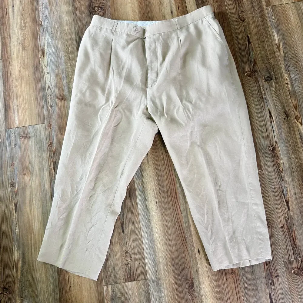 Steve Harvey celebrity edition 100% Linen slacks Altered SEE ACTUAL MEASUREMENTS